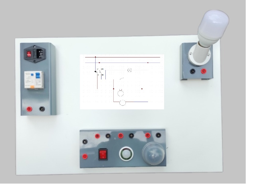 Bộ thiết bị lắp đặt mạch điện điều khiển đèn điện cảm biến ánh sáng và chuyển động